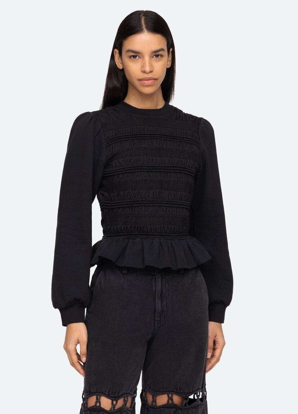 Sea New York Black Rita Smocked Top Size M $265